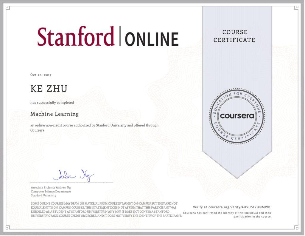 Certificate Machine Learning