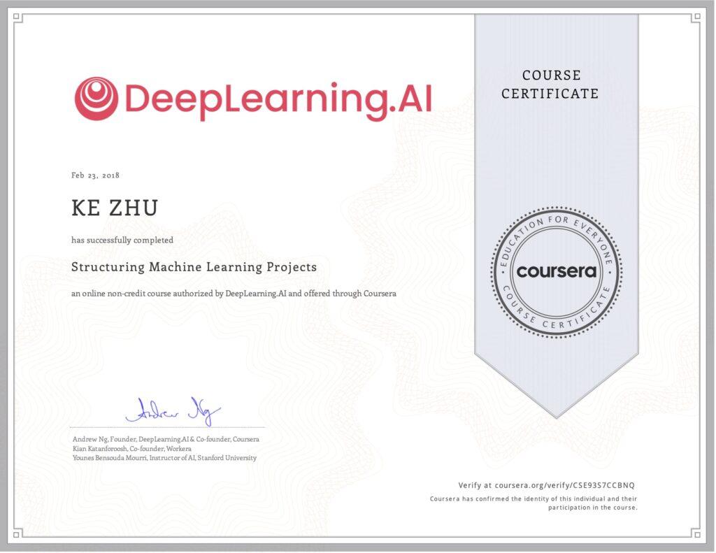 Certificate Structuring Machine Learning Projects