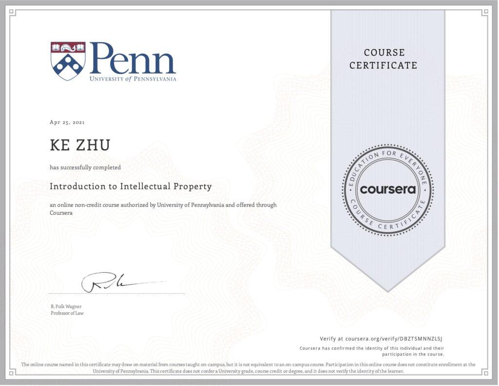 Certificate Introduction to Intellectual Property