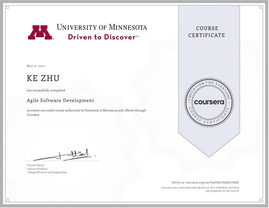 Certificate Agile Software Development