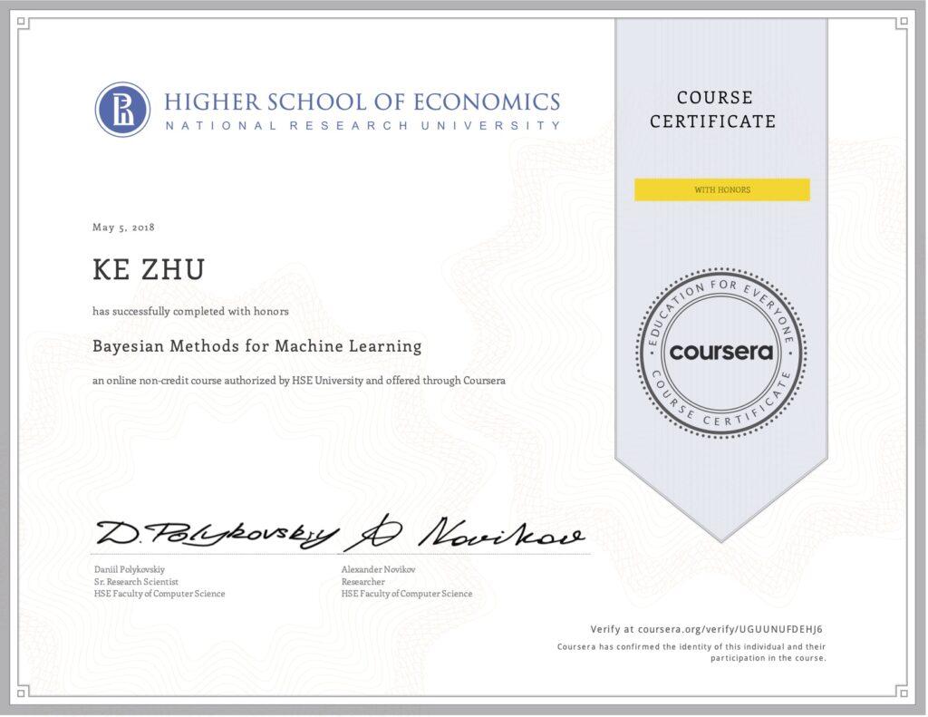 Certificate Bayesian Methods for Machine Learning