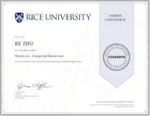 Certificate Physics 101 Energy and Momentum