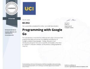 Specialization Certificate Programming with Google Go