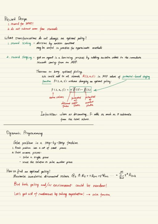 Reward design, dynamic programming.