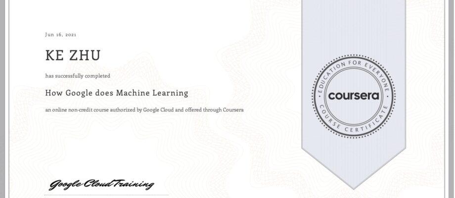 Certificate How Google does Machine Learning