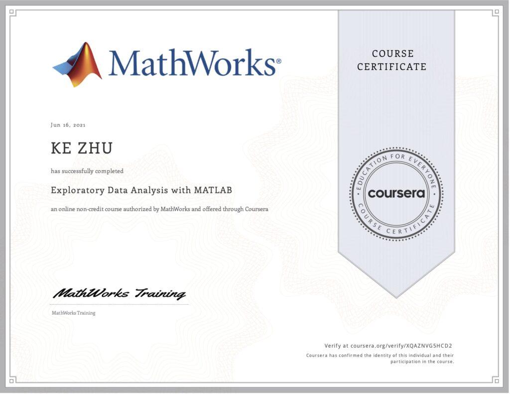 Certificate Exploratory Data Analysis with MATLAB