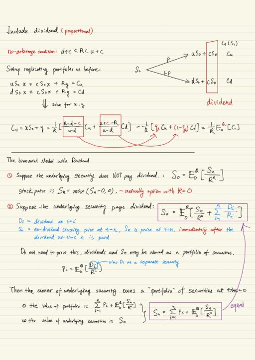 Include dividend, The binomial model with dividend