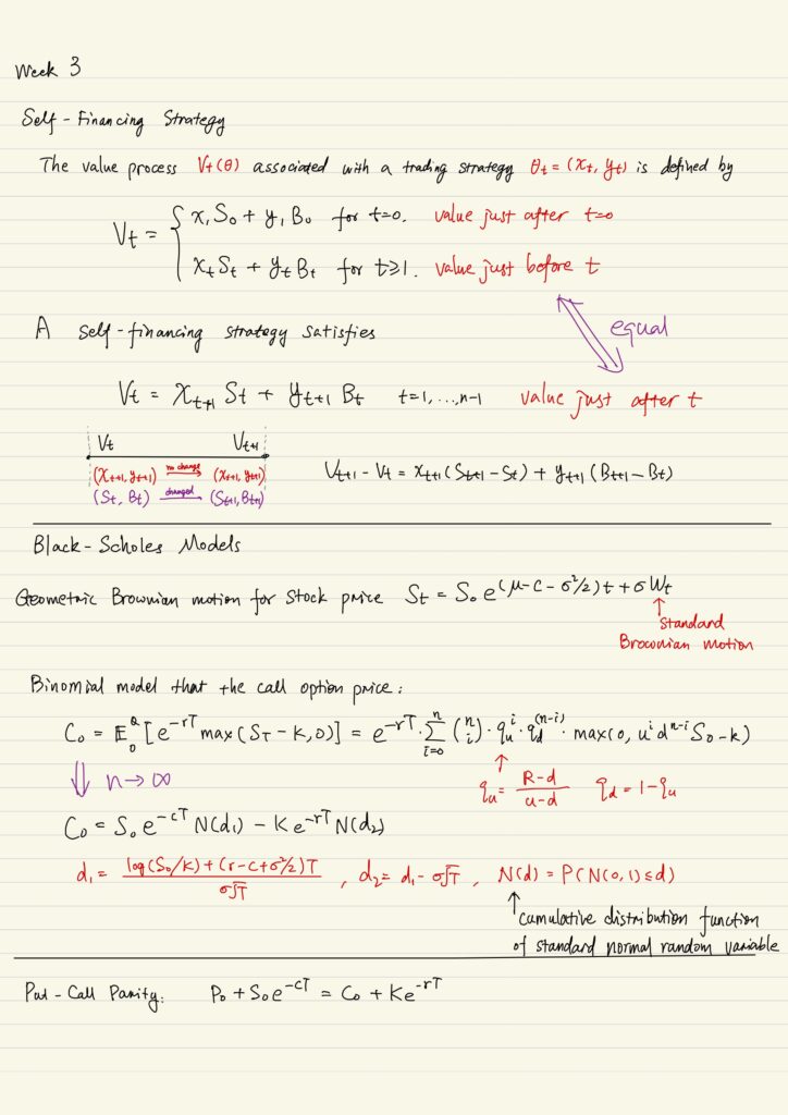 Self-financing strategy, Black-Scholes models