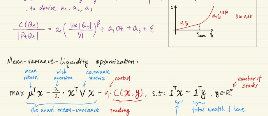 Trading cost functions, mean-variance-liquidity optimization