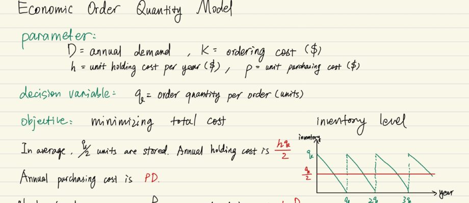 Non-linear programming, economic order quantity model, portfolio optimization