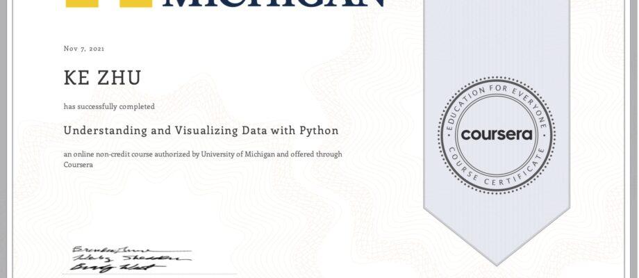 Certificate Understanding and Visualizing Data with Python