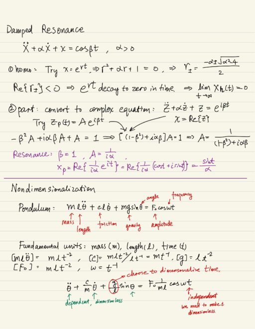 Damped Resonance. Nondimensionalization.