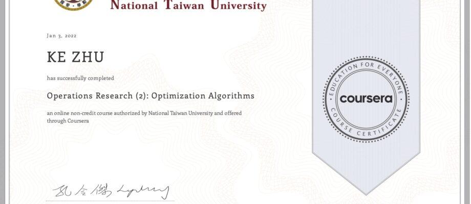 Certificate Operations Research (2): Optimization Algorithms
