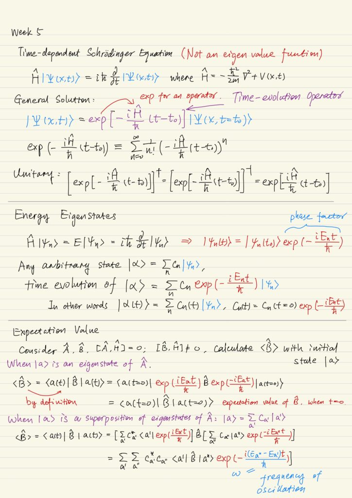 Time dependent Schrödinger equation, energy eigenstates, expected value