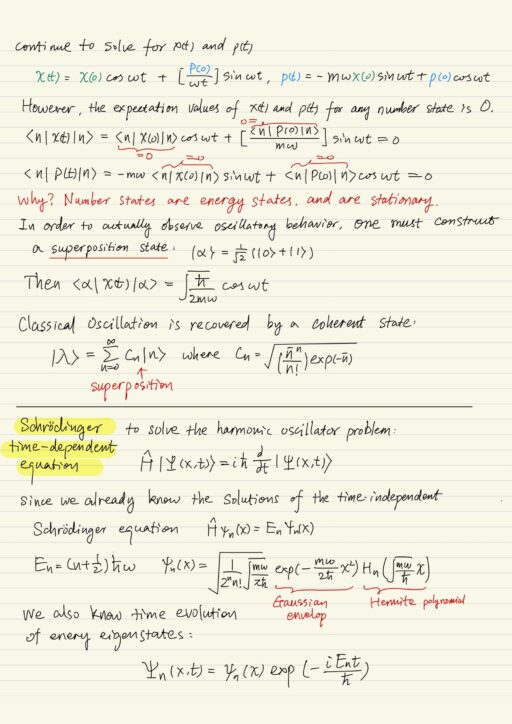Harmonic oscillator problem: Schrödinger time-dependent equation