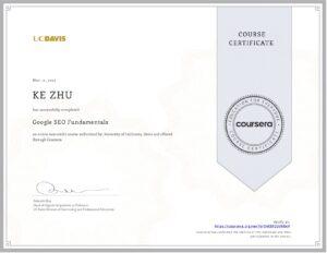 Certificate Google SEO Fundamentals