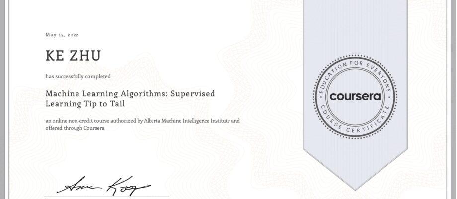 Certficate Machine Learning Algorithms: Supervised Learning Tip to Tail