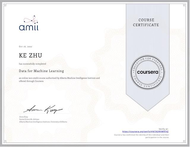 Certificate Data for Machine Learning