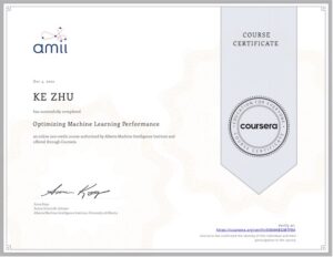 Certificate Optimizing Machine Learning Performance