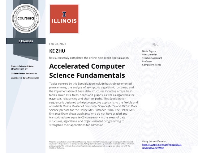 Certificate Accelerated Computer Science Fundamentals