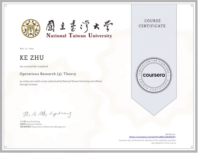 Certificate Operations Research (3): Theory