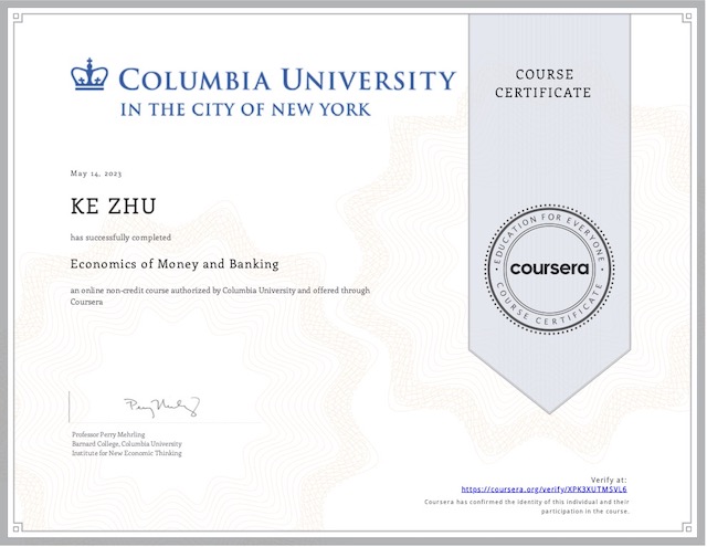 Certificate Economics of Money and Banking