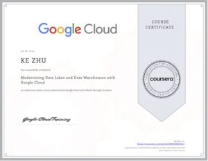 Certificate Modernizing Data Lakes and Data Warehouses with Google Cloud